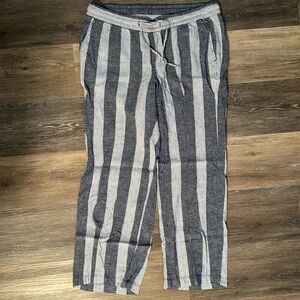 Old Navy linen pants stripe drawstring 12